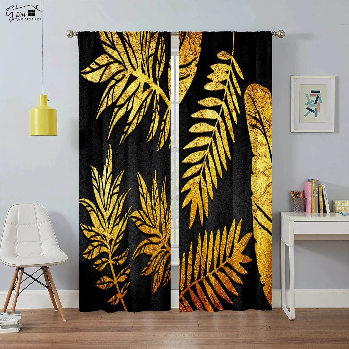 

Tropical Rainforest Curtains Southeast Asia Banana Leaf Plant Forest Restaurant Homestay Hotel Bedroom Decorative Curtains 2PCS