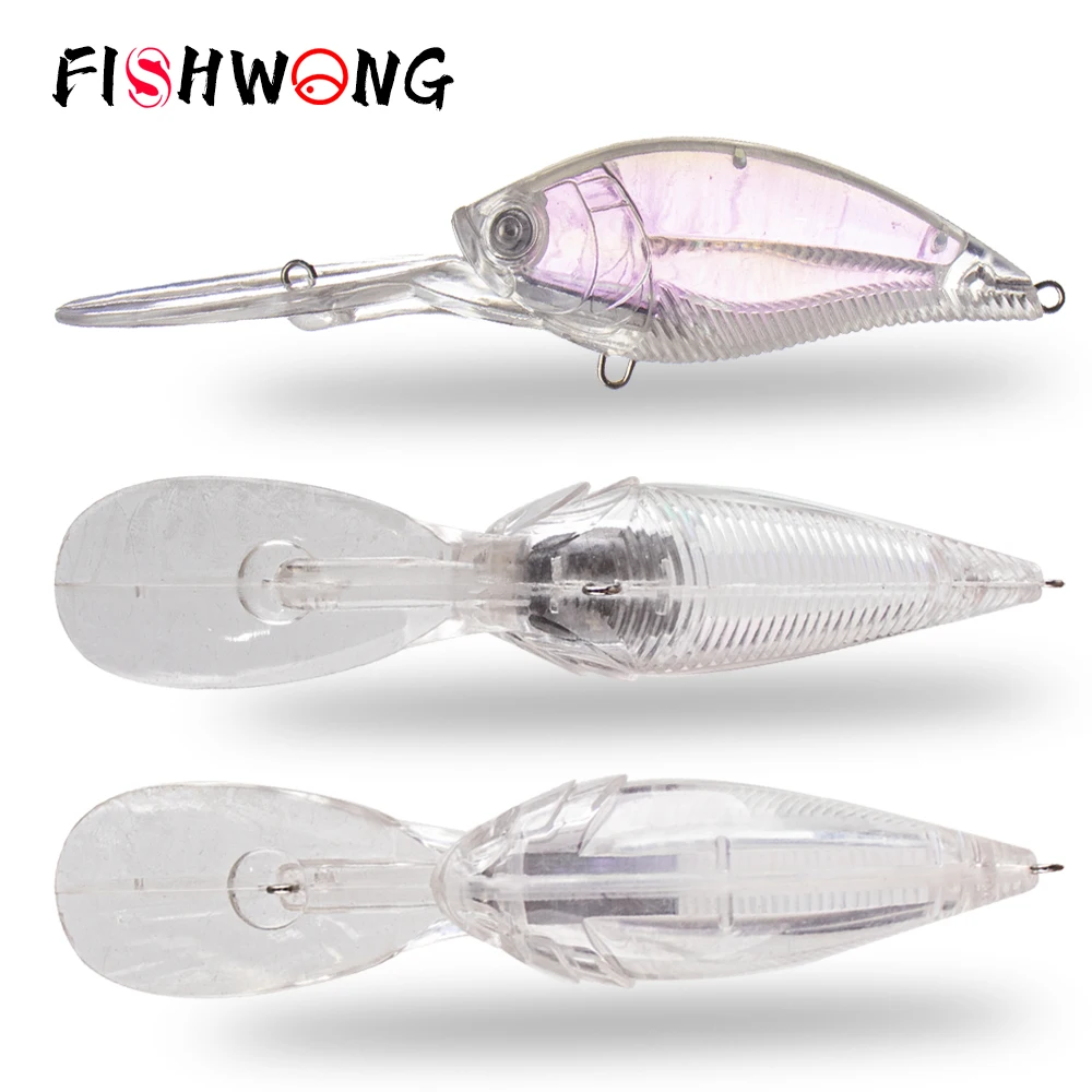 

FISHWONG 15PCS / LOT Foil Inside Unpainted Crankbait Blanks Lure 12CM 19.3G Artificial Hard Crankbait Body Fishing Lure Tackle