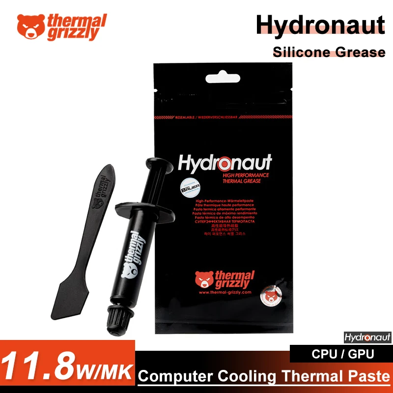 

Thermal Grizzly Hydronaut 11,8 Вт/MK Термопаста Радиатор процессора/графического процессора AMD Intel Compound Охлаждающая силиконовая смазка 1/3,9/7,8 г/26 г