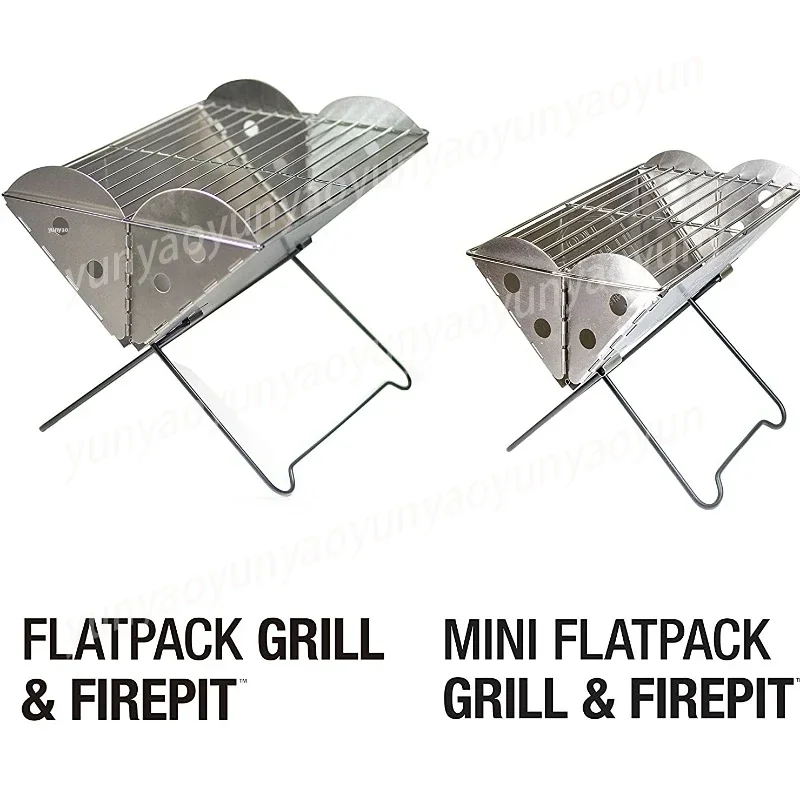 Stable Outdoor Camping Flat Backpack Portable Stainless Steel Bbq Grill and Fire Pit