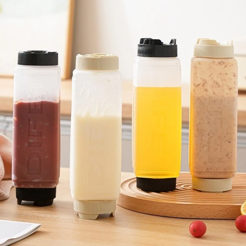 Botella de salsa exprimible de doble cabezal en el primero, dispensador de captación de tomate de 720ml, botella de aderezo de ensalada de plástico de gran capacidad