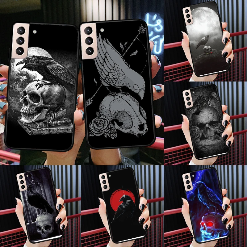 Raven Dark Crow Skull For Samsung Galaxy J1 J3 J5 J7 2016 A3 A5 2017 J6 J4 Plus J8 A6 A7 A8 A9 2018 Phone Case