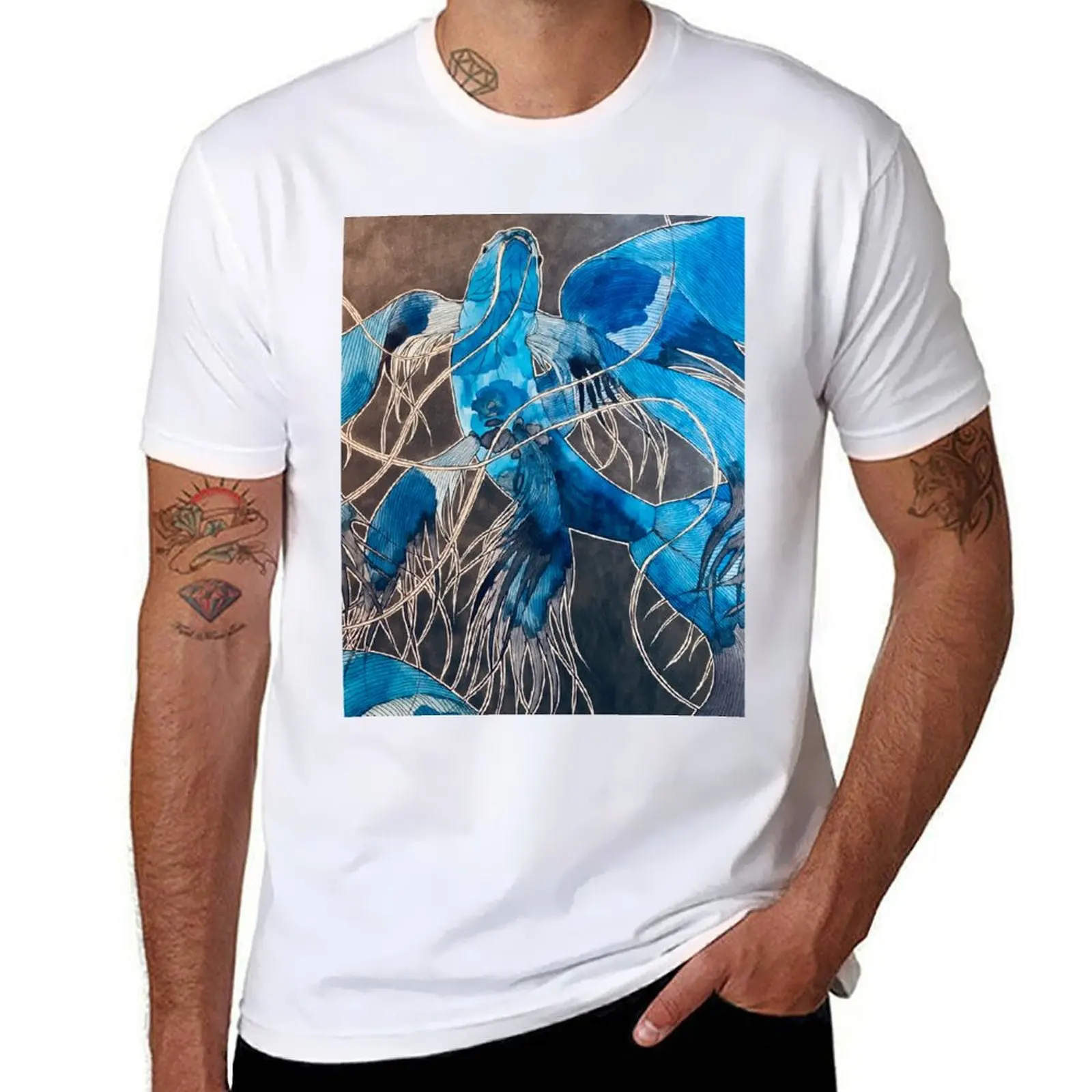 

Blue Koi T-Shirt funny t shirts cotton t shirt for man 100 percent cotton T-Shirt