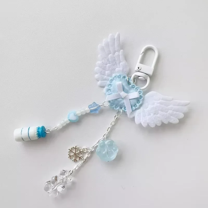 Keychain Pendant DIY Key Ring Y2k Angel Wing Keyring Ornament Phones Keys Bags Gift