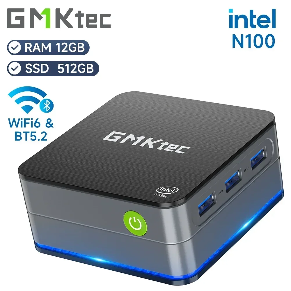 

US.EU GMKtec G2 Mini PC Windows 11 Pro Intel 12th Gen Alder Lake N100 Mini PC DDR5 12GB RAM 512GB ROM WiFi 6 BT5.2 Desktop Compu