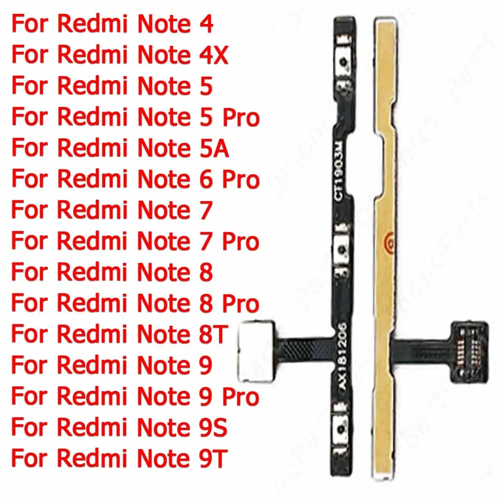 For Xiaomi Redmi Note 4 4X 5 5A 6 7 8 8T 9 Pro 9S Power On Off Switch Volume Replacement Side Button Mute Repair Flex Cable