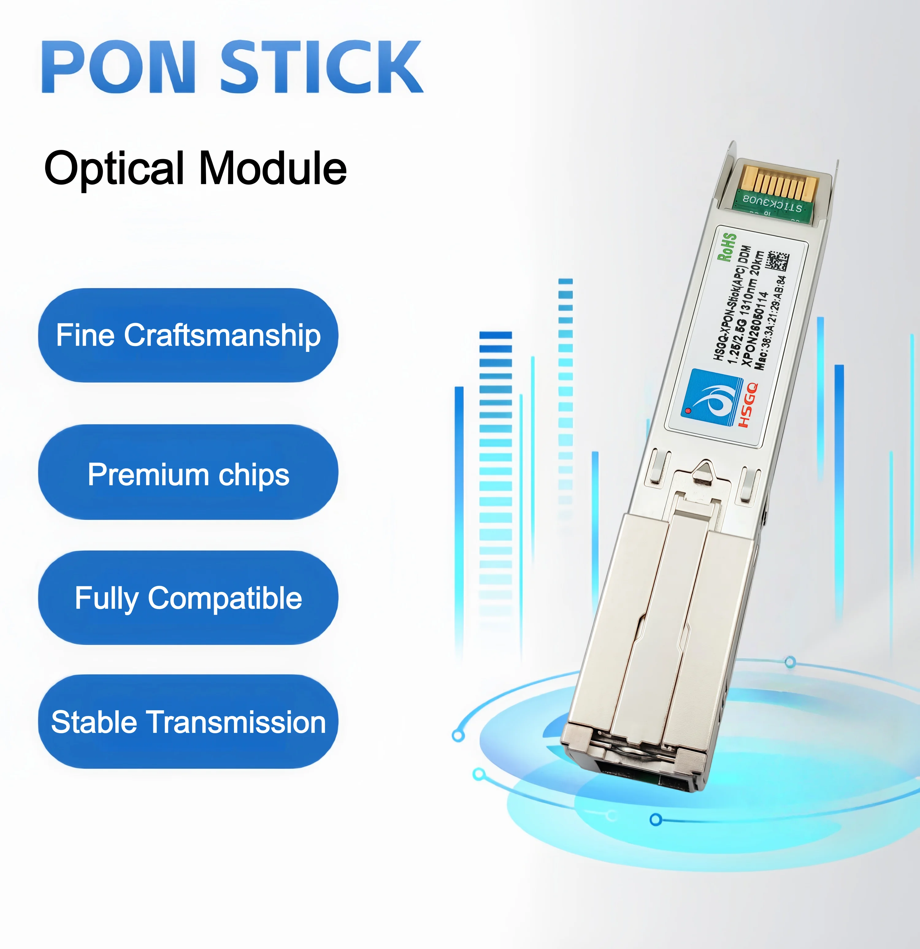 HSGQ/ODI XPON Stick SFP ONU Stick SFP XPON ONU STICK z MAC SC 1310nm/1490nm DDM Moduł Pon Ont 20KM Modem SC/APC ZŁĄCZE — zdjęcie produktu 2