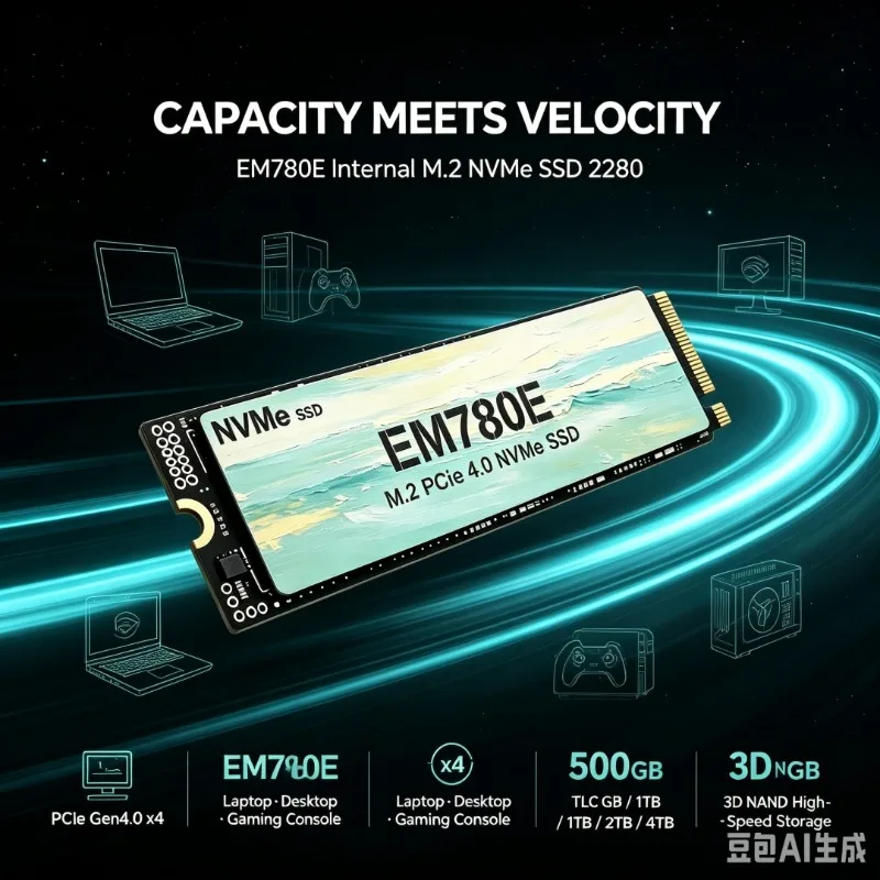 EM780E M.2 2280 NVMe PCIe 4.0 SSD Up to 7300MB/s Internal Solid State Drive 500GB‑4TB For PS5 Laptop Desktop Gaming PC Storage