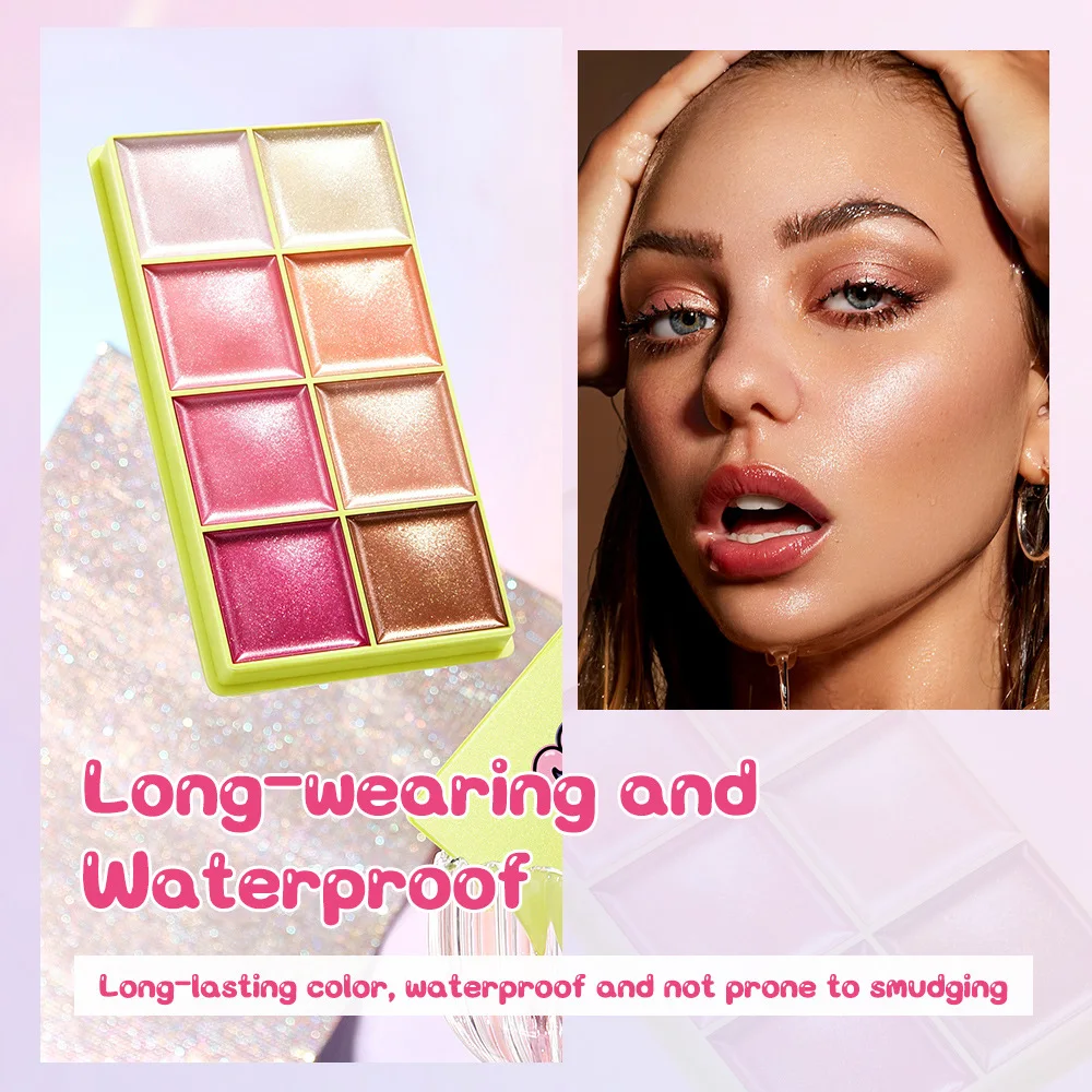 8 Colors Blusher Highlighter Color Palette Box Facial Cosmetics Powder Blusher Enhance Complexion Face Plump Rouge Cream Makeup