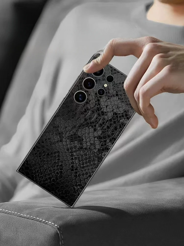 Luxury Leather Grain Wrap Phone Back Sticker For SAMSUNG GALAXY S24 Ultra S23+ S22 S21 Ultra S21 Plus S21 FE Film Skin