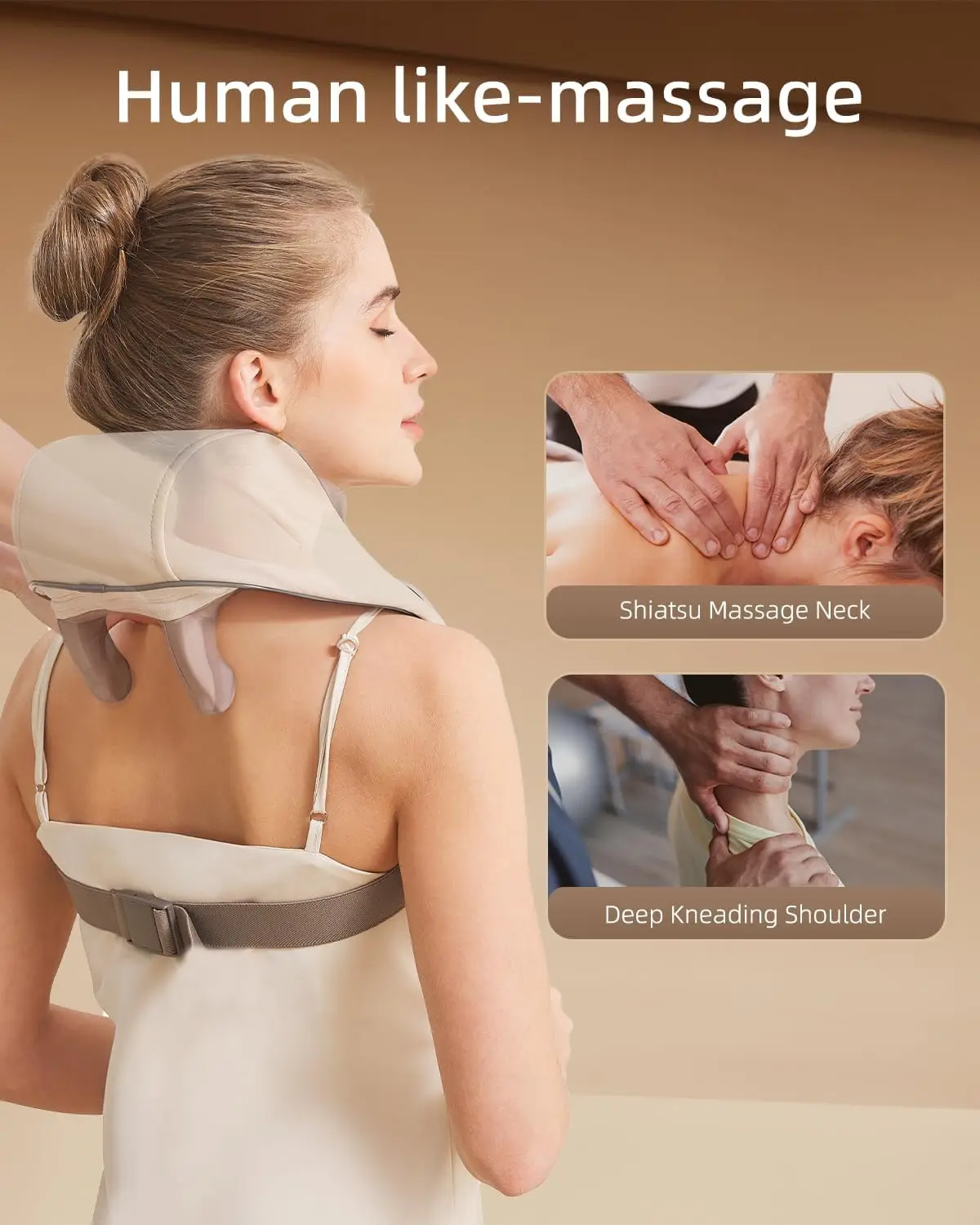 Neck Massager for Pain Relief deep Tissue Relieves Tension Kneading Massager with Heat Improves Circulation Eases Muscle Sorenes