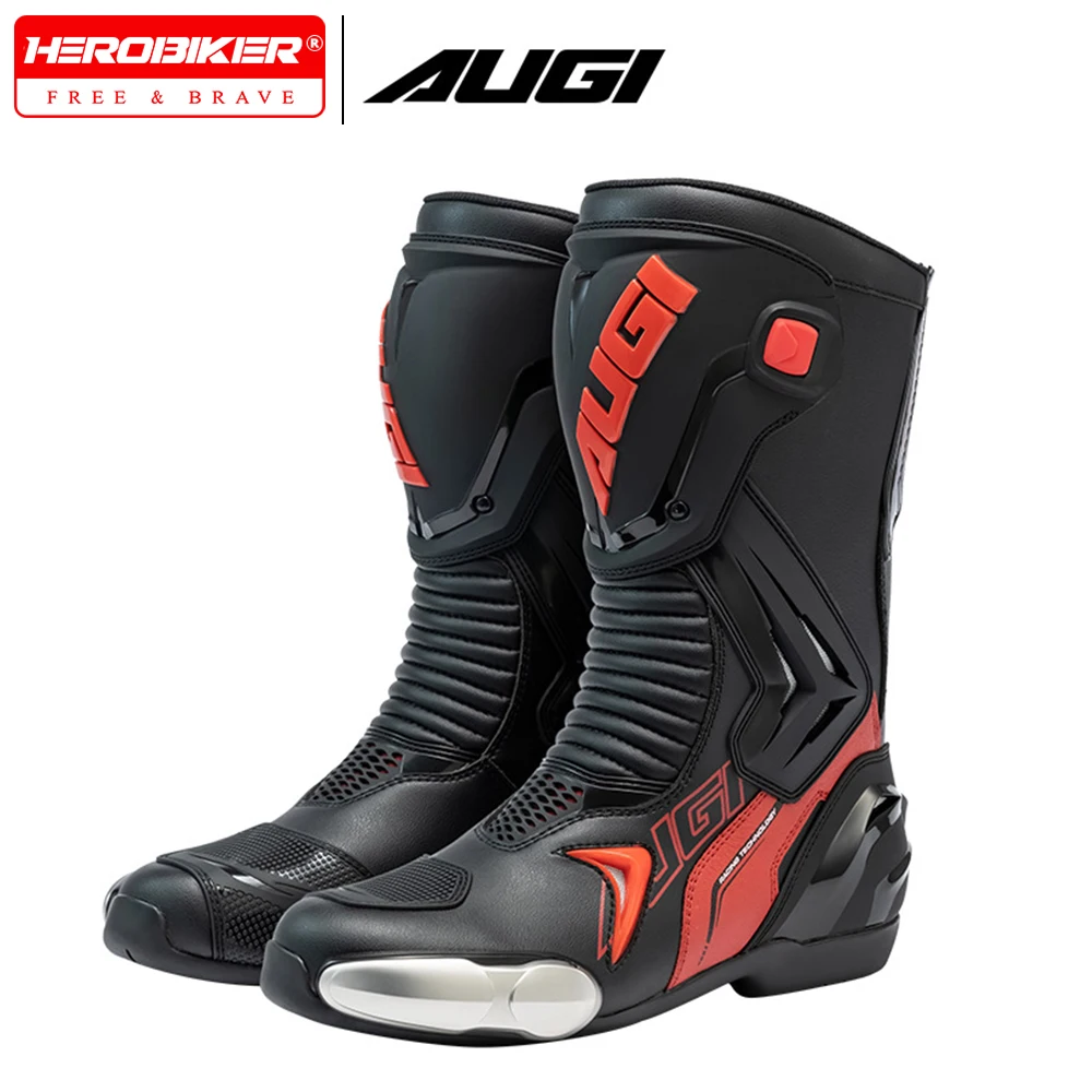 

AUGI Winter Women Motorcycle Riding Boots Shock Absorption Men Motocross Anti Fall Shoes Cross-country Wear-resistant Boots
