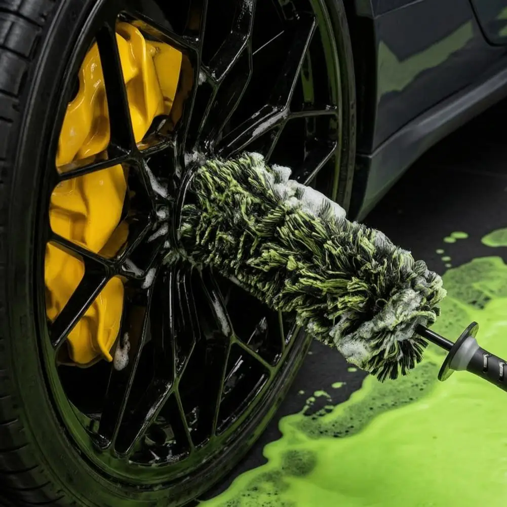 Auto Detailing Supplies Wheel Barrel Brush for Car Ergonomic Non-slip Handle Rim Cleaner Tool Soft Bristle Brush for Spokes
