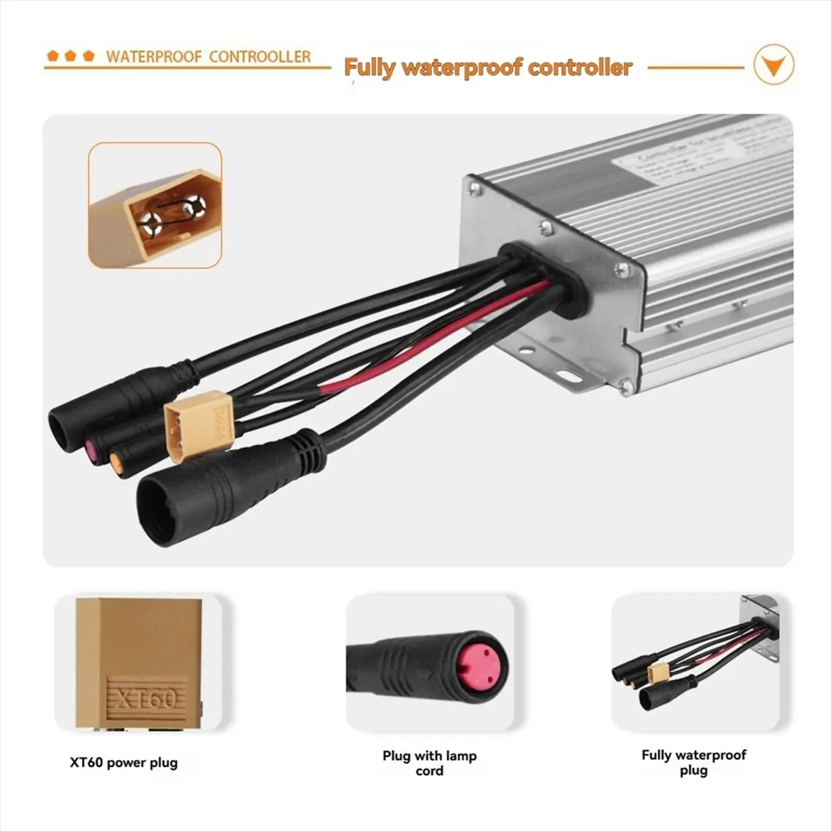 وحدة تحكم للدراجة الكهربائية مع سلك ضوء 1T5 KT-30A وحدة تحكم بموجة جيبية مقاومة للماء ملحقات الدراجة الإلكترونية الأساسية #5