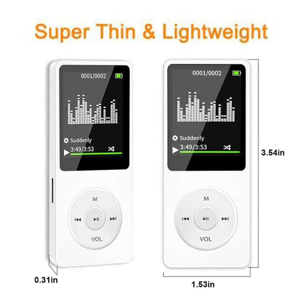 MP3 Player Outdoor Sports Fitness Mini Walkman Mp4/mp3 Support Bluetooth Lossless Music Player FM Radio Recorder Sport 128GB Hf