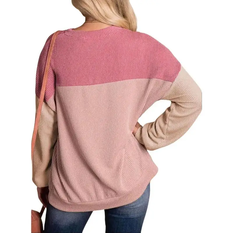 Womens Fashion Color solo long sleeve crewne knits casual loose pullovers tops spring womenwear everyday