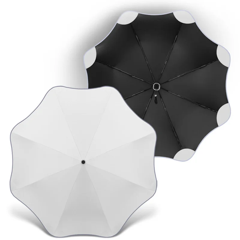 Automatic Folding Sun Umbrella Fashion White Black Business Man Woman Rainproof Strong Windproof Anti UV Parasol Portable Gift