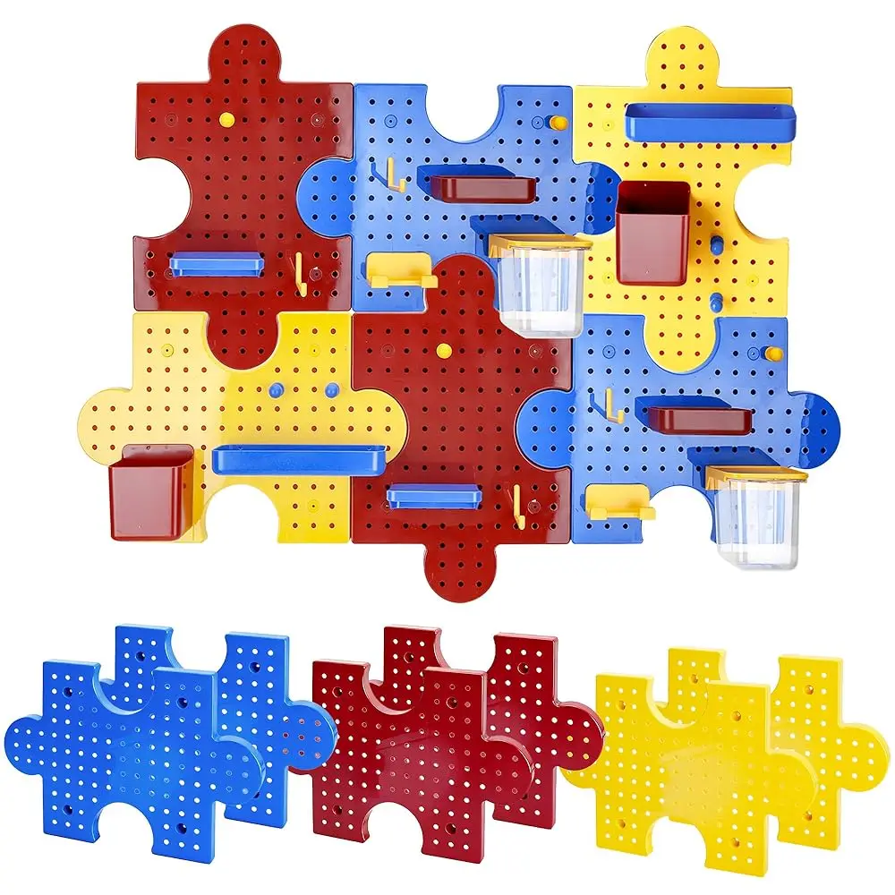 

Набор из 6 пластиковых модульных панелей-органайзеров с 24 элементами для настенного хранения, гаража, мастерской