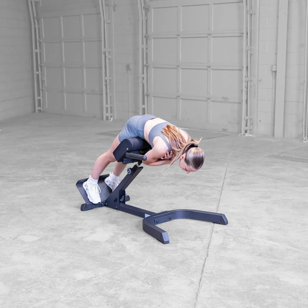 حار بيع! مقعد Hyperextension أسود بزاوية 45 درجة، آلة تمرين الظهر والبطن قابلة للتعديل مع وسادات دعم سميكة للمنزل #6