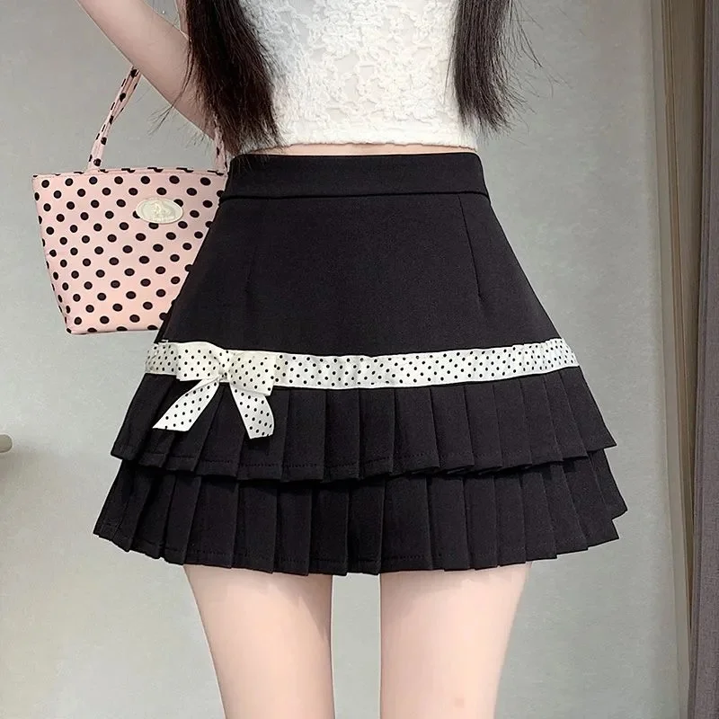 Summer 2026 New Skirt Women's Fashion Pleated Buttocks Anti Glare High Waist SlimHalf Length Skirt A Letter Short Skirt