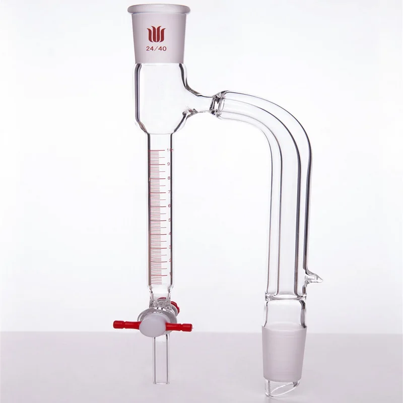 

SYNTHWARE Water separation distillation receiving tube with interlayer, 10mL/20mL, Joint 24/40, PTFE valve, Borosilicate glass