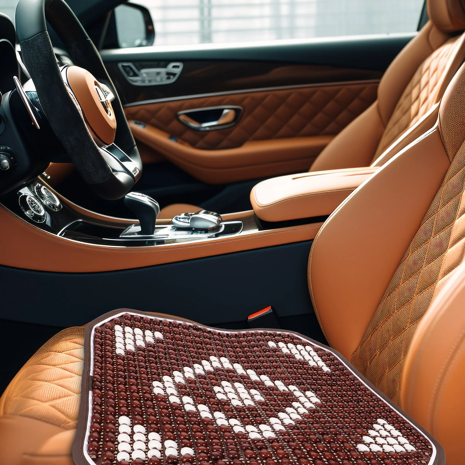 

Wooden Bead Seat Summer Seat Cover For Car Seats Friendly Breathable Cushion SUV Truck Van Office Chair Summer Cooling