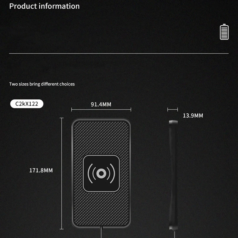 Wireless Car Charger,10W For Qi Fast Charging Non-Slip Shockproof Silicone Pad Mat Phone Holder Mount For Iphone 12 /12 Pro