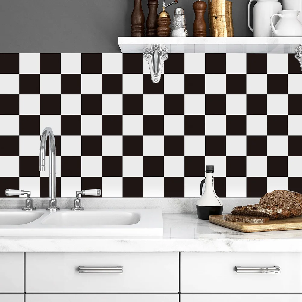 

1 Roll Waterproof Oil-Proof Pvc Stick On Wall Tile For Kitchen Bathroom Backsplash Self Adhesive Peel Stick Decal