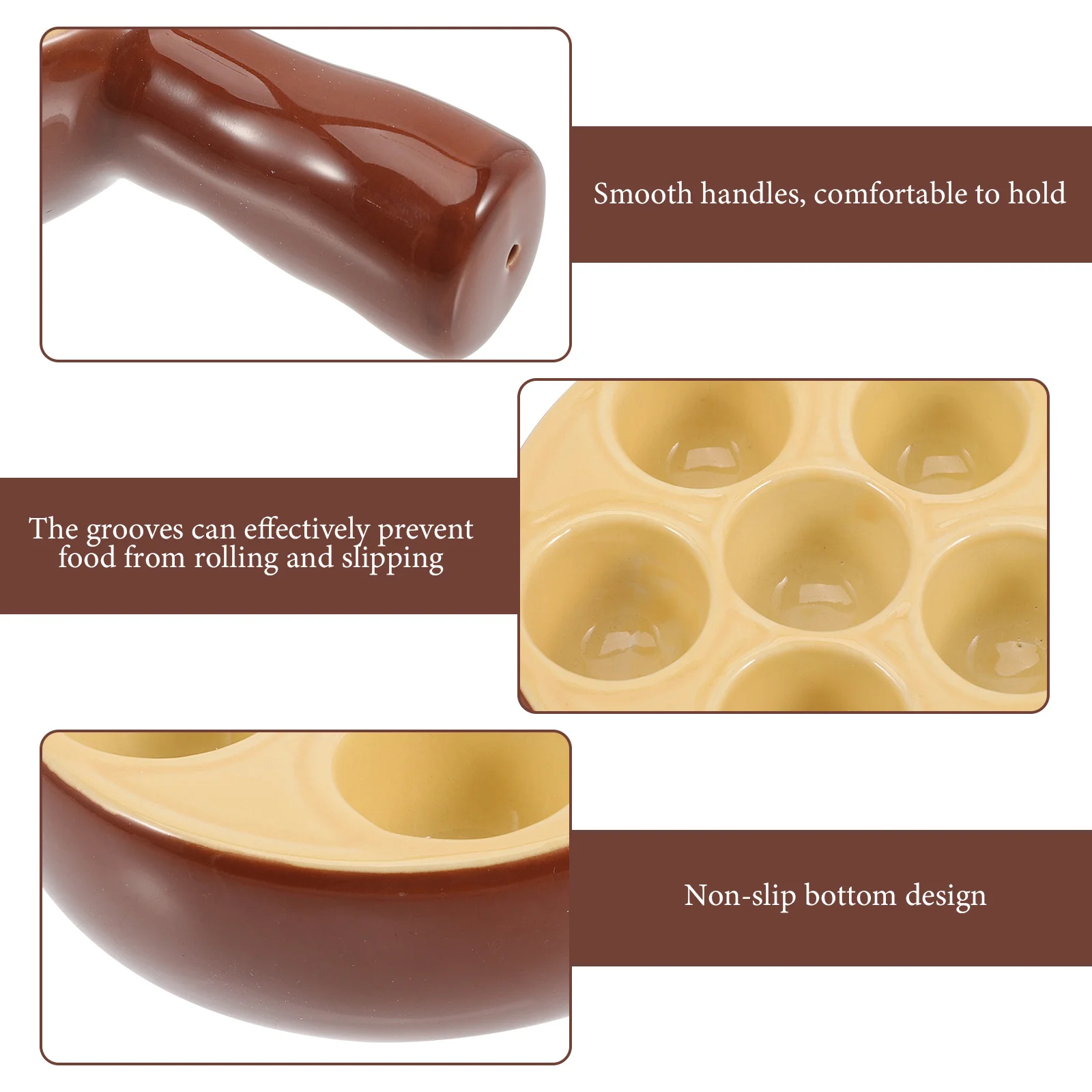 

Porcelain Snail Plate 12 Holes Ceramic Escargot Tray Non-Slip Handle Baking Serving Dish Kitchen Seafood Grill Pan