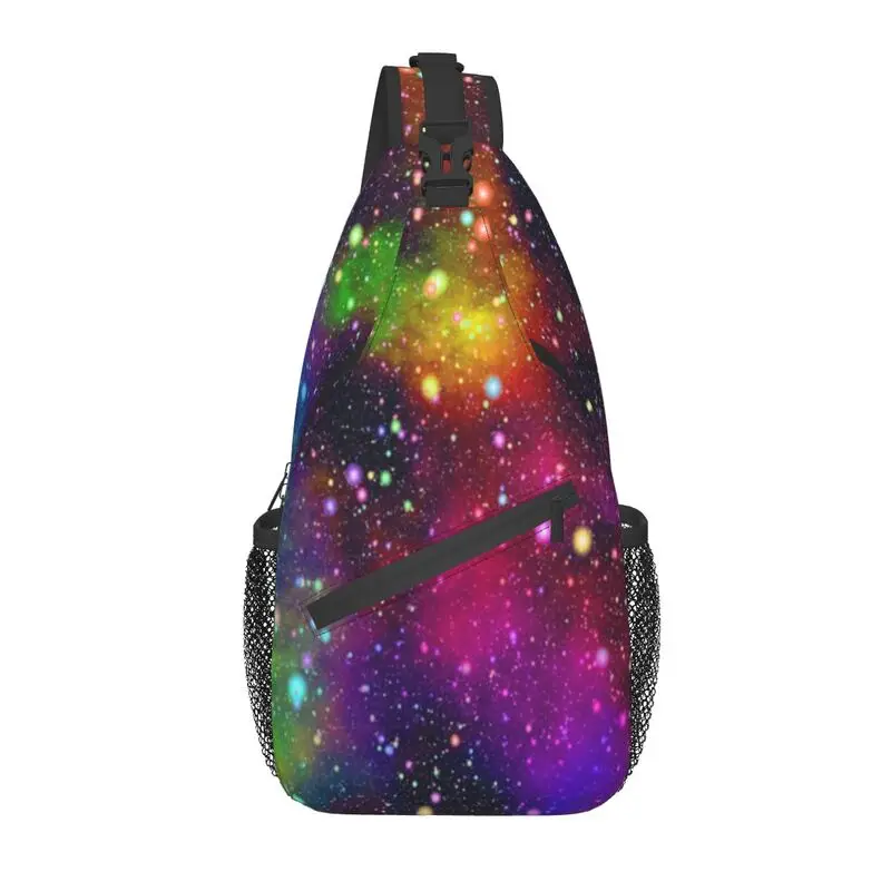 

Fashion Abstract Colorful Galaxy Sling Bags for Traveling Men Gorgeous Universe Stars Crossbody Chest Backpack Shoulder Daypack