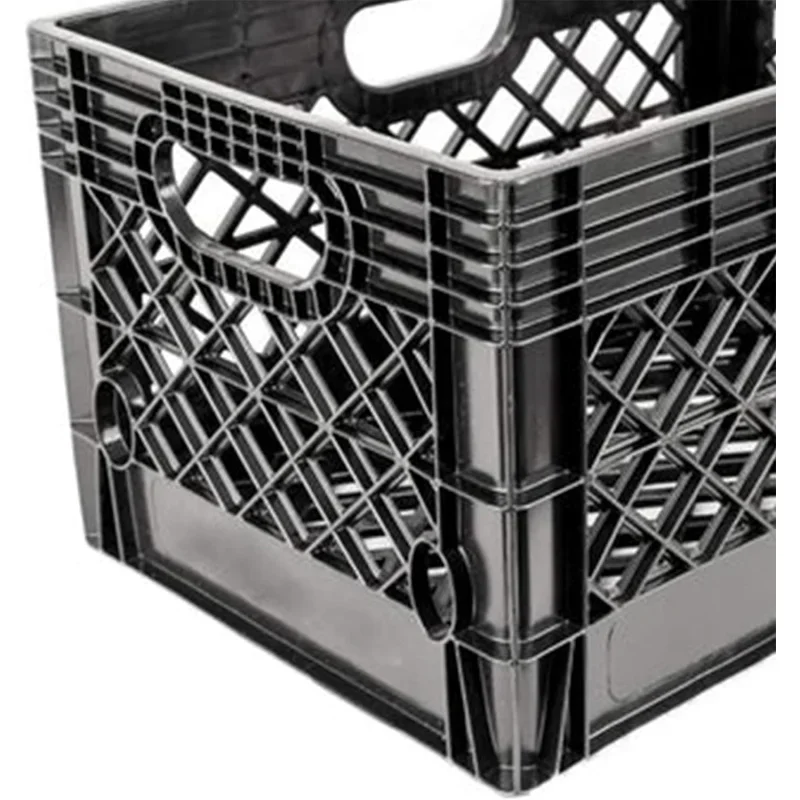 Milk Crate Plastic Basket w/ 4 Handles, Organizer Bins Office Storage & Classroom Organization, 6-, Black