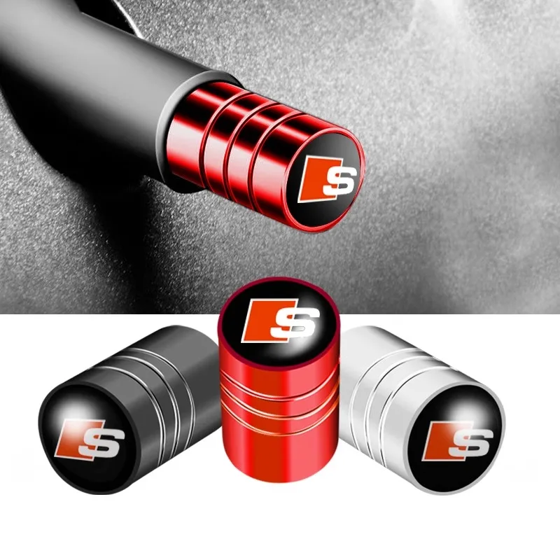 4PCS Metal Auto Wheel Tire Valve Stem Caps Cover For Audi SLine A3 A4 A5 A6 A7 A8 Q2 Q3 Q5 Q7 Q8 S3 S4 S5 S6 S7 S8 RS3 RS4 RS5