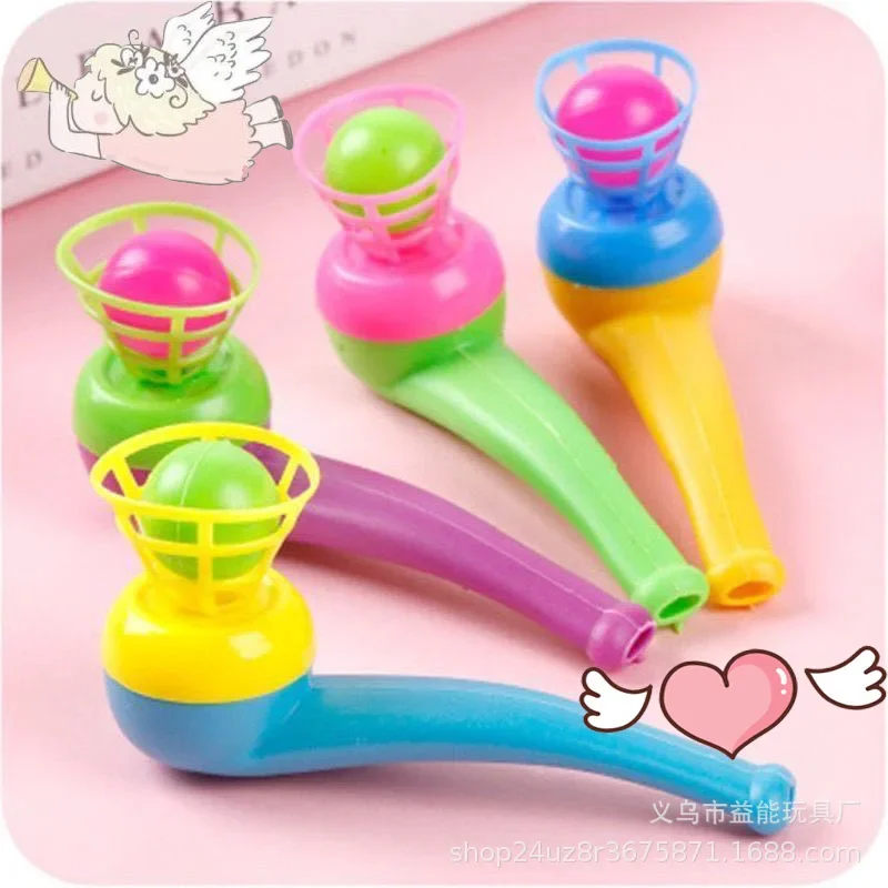 10 ชิ้น/เซ็ต Blow PIPE & Balls เด็กเป่าเป่าของเล่นเด็กกีฬาเกมของขวัญท่อพลาสติกลูกบอลของเล่นสําหรับหญิงสีสุ่ม ﻿