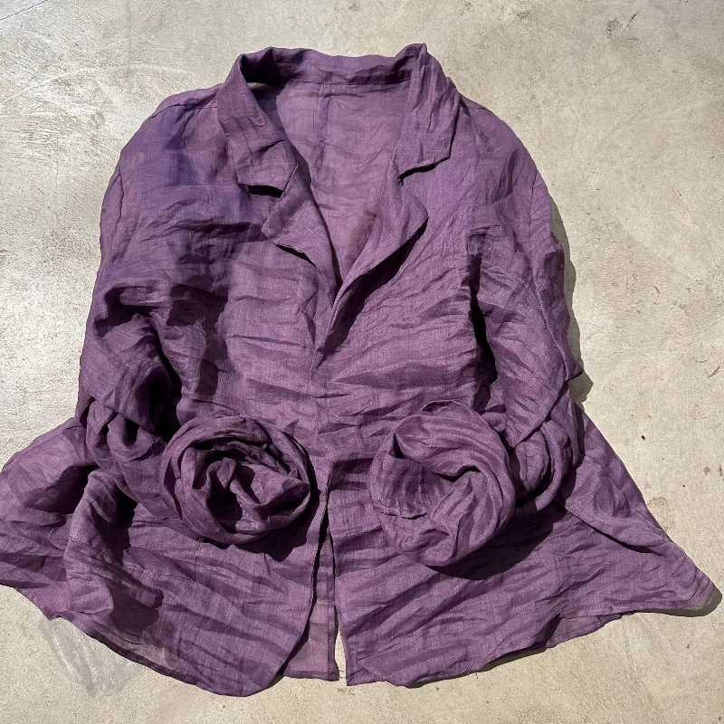 

Женский винтажный пиджак и блейзер на одной пуговице из 100% рами, женский тонкий свободный летний осенний топ, повседневный льняной костюм, пальто