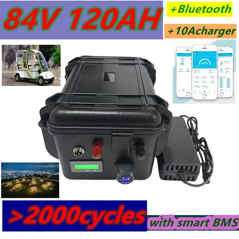 

84V 120Ah Rechargebale Lithium Lifepo4 Battery Pack with 100A BMS for 8000W 16000w EV RV Motor Home Solar Panel Backup Power