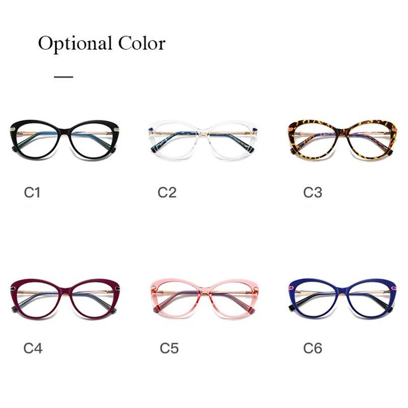 Women Fashion Cat Eye Shape Optical Glasses Frame with Recipe Prescription Female Eyewear Stylish Full Rim TR-90 Plastic Woman