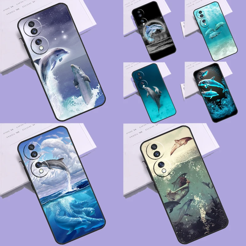 Ocean Dolphin Case For Honor X8 X6 X7 X9 X8a X9a X7a X6a 50 70 90 Lite 8X 9X Honor Magic 5 Lite Pro Cover