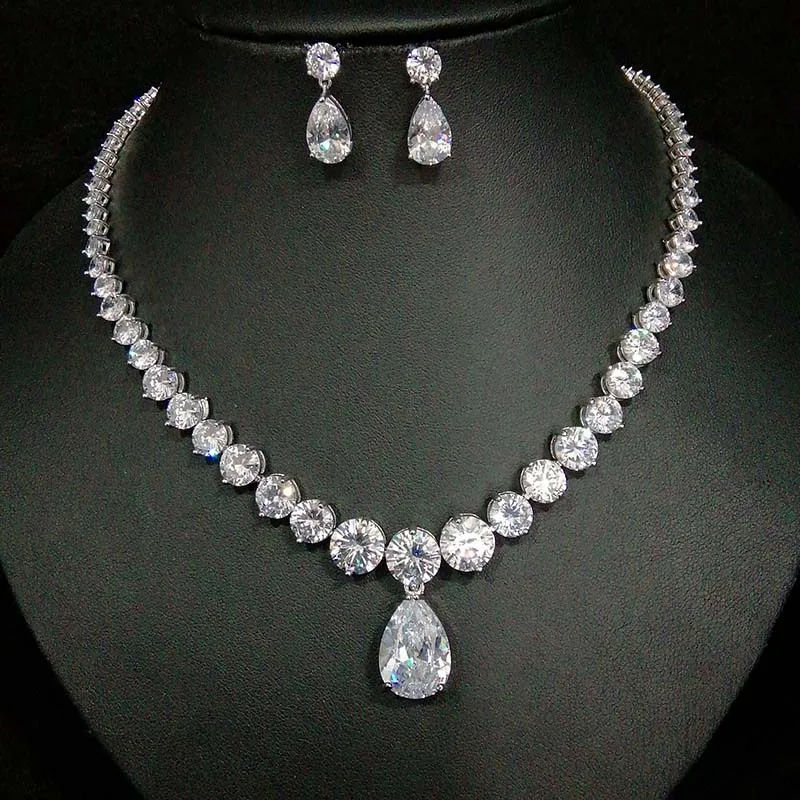 Valuable Lab Diamond Chocker Necklace White Gold Wedding Pendants Necklaces For Women Bridal Promise Jewelry