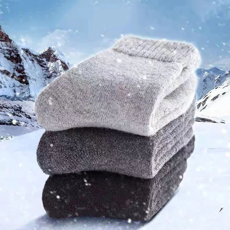 1Pair Xiaomi Winter Warm Socks Wool Men Woman Socks Super Thicker Solid Socks Merino Wool Socks Against Cold Snow Terry Socks