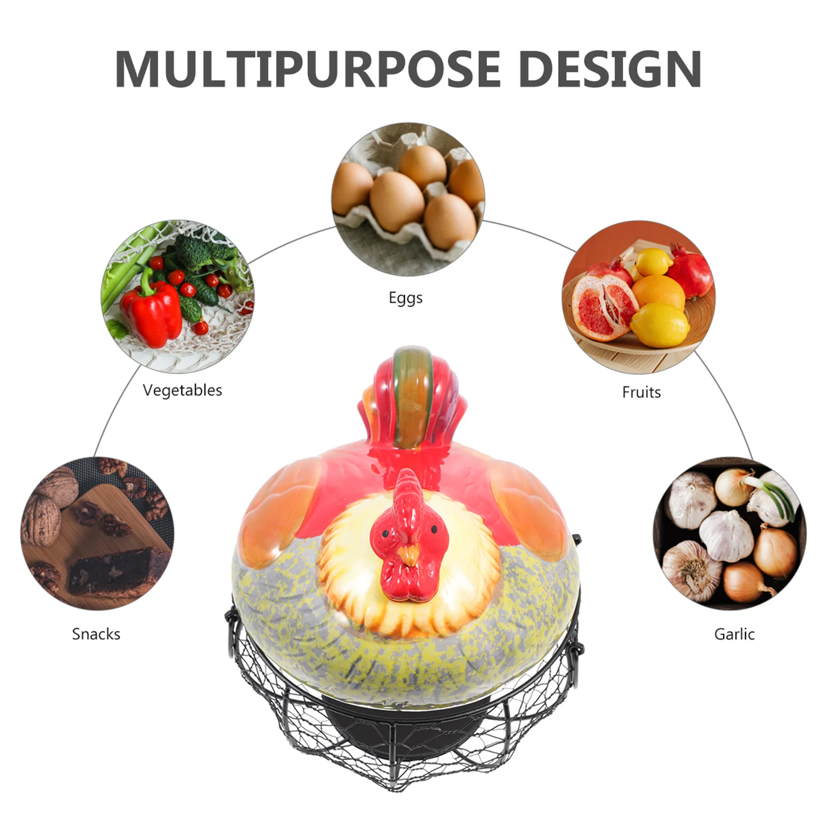 

1Pcs Heavy Duty Iron Art Basket Large Capacity Egg Fruit Storage Container for Kitchen Home Hotel Shop Decorative Organization