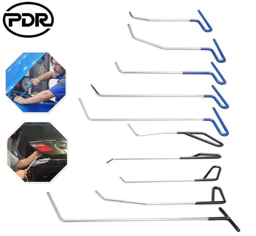 Super PDR Professional Car Dent Repair Hook Rods Kit Auto Dent Removal Tool with Dent Lifter Aluminium Hammer for Car Repairing