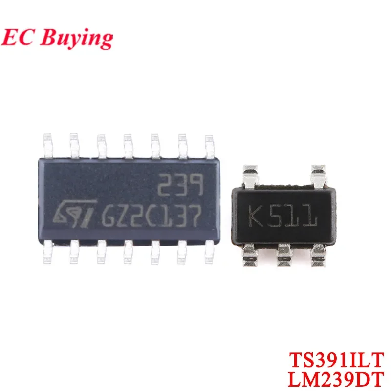 20Pcs/5pcs TS391ILT TS391 K511 SOT-23-5 LM239DT LM239 239 SOIC-14 Low Power Single 4 Channel Circuit Voltage Comparator Chip IC