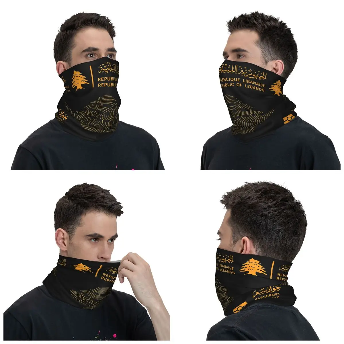 Lebanese Lebanon Passport Flag Bandana Neck Cover Printed Balaclavas Mask Scarf Multi-use Fishing for Men Women Adult Breathable