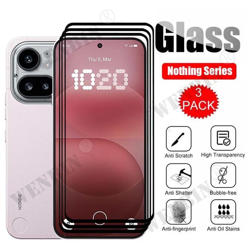 

3 Pcs Tempered Glass For Nothing Phone 4A Pro 3 3A Lite 2 Curved Full Cover Screen Protector