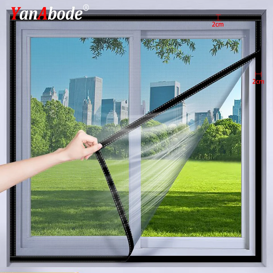 YanAbode Black Customizable Size Mosquito Net Window Screen Mesh  Invisible Tulle Breathable Fiberglass Mosquito and Fly Screen