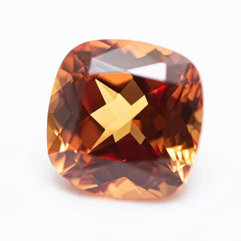 

Lab Grown Sapphire Sunset Orange Color Square Cushion Selectable AGL Certificate Charms Beads for Diy Jewelry Making Materials