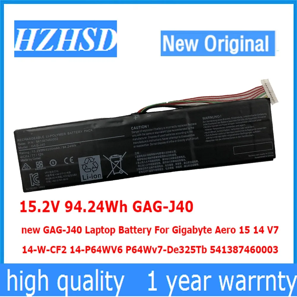 15.2V 94.24Wh GAG-J40 new GAG-J40 Laptop Battery For Gigabyte Aero 15 14 V7 14-W-CF2 14-P64WV6 P64Wv7-De325Tb 541387460003