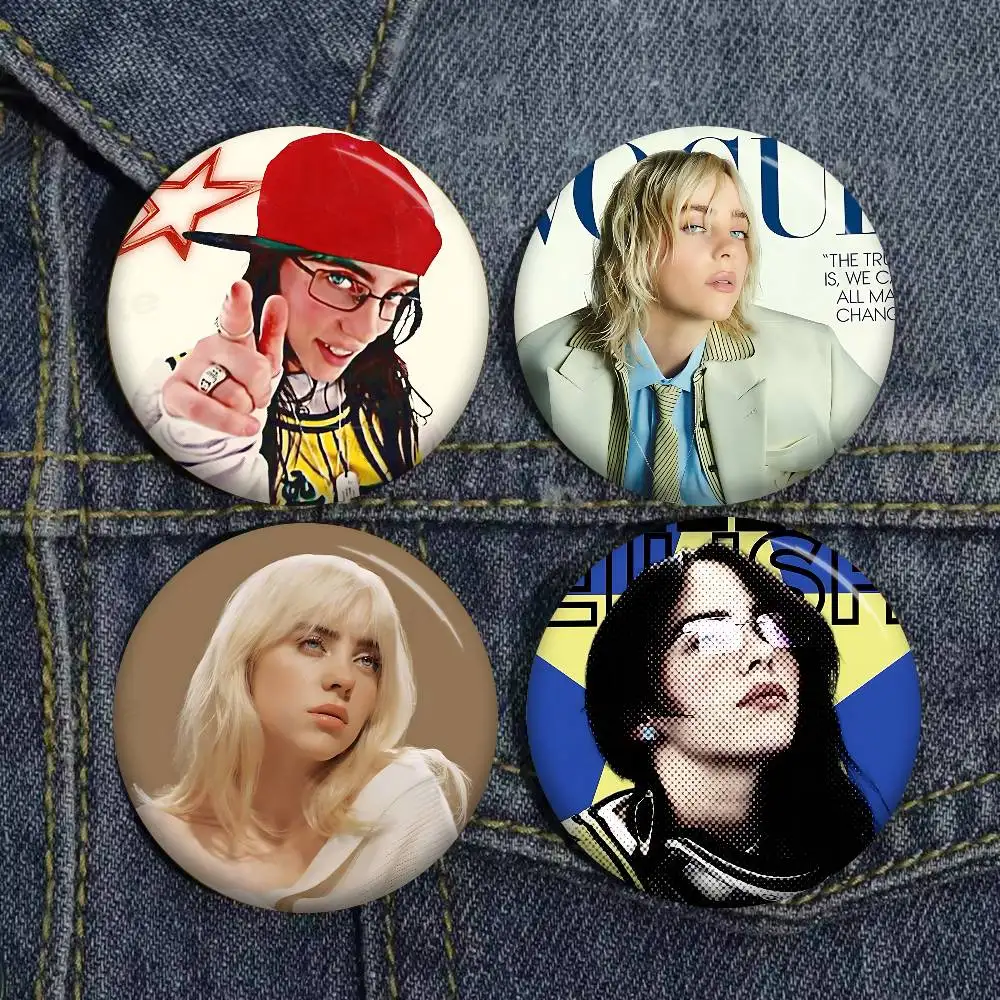 Hot Singer B-BilL-lie 32/44/58mm Round Cartoon Brooches Handmade Pins For Backpack Jewelry Accessories Gifts Creative Badge