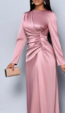 2025 Spring Summer New Solid Color High-end Satin Dress Fashion Elegant Light Evening Gown Bodycon Dress