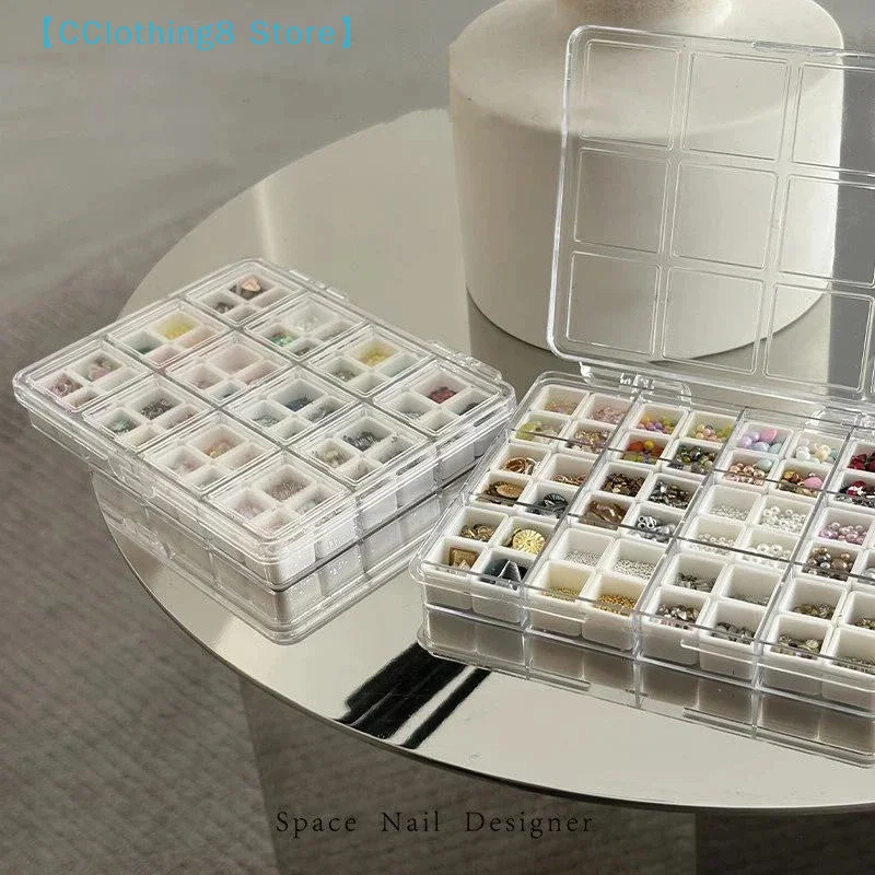 1Pcs 24/36/48Grids Nail Decoration Accessories Storage Box Transparent Jewelry Earrings Display Box Storage ContainerAliS8